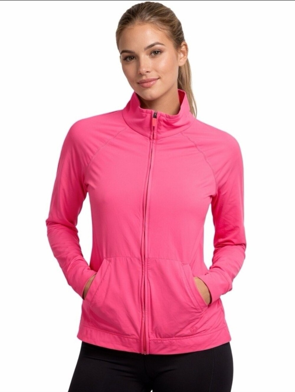 Lilly Pulitzer Bright Pink Full-Zip Jacket UPF 50 Protection Sz M Athletic Soft